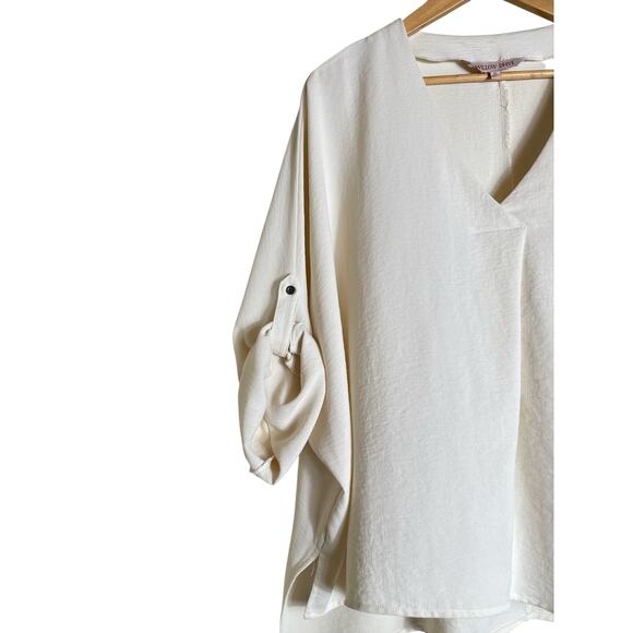 Willow Drive Women's 3/4 Sleeve V-Neck Hi-Low Relaxed Pullover Top Size XL Cream - Picture 4 of 8